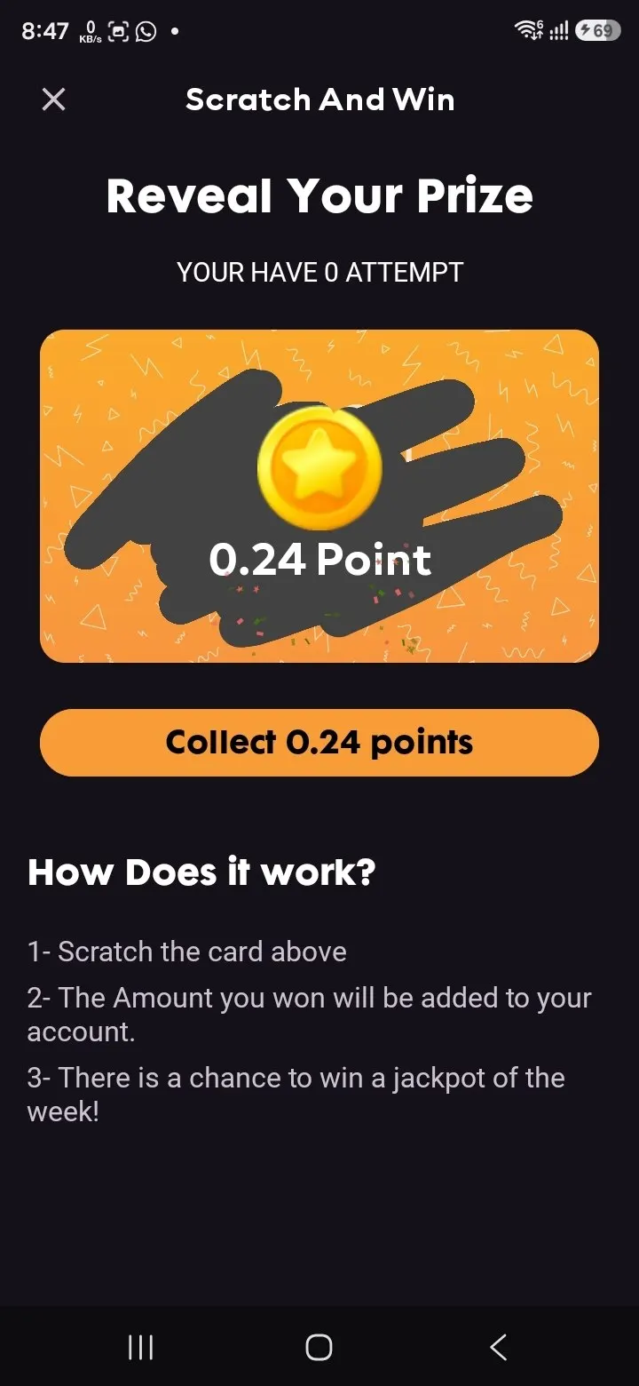 Scratch and Win card after reveal